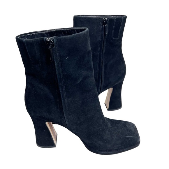 SAME EDELMAN Jaye Black Suede Square Toe Block Heeled Platform Boots 9.5 - Picture 6 of 8